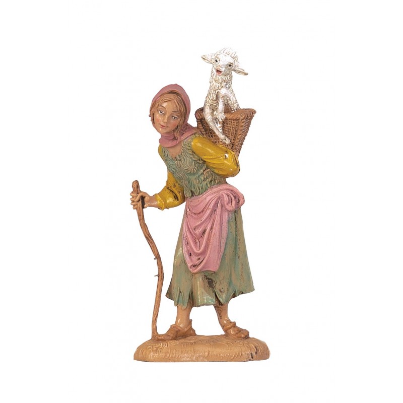 Pastorella con gerla e pecorella 