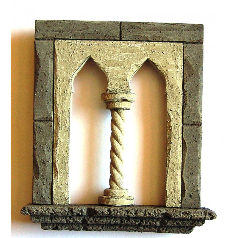 Finestra stile antico a due arcate 067