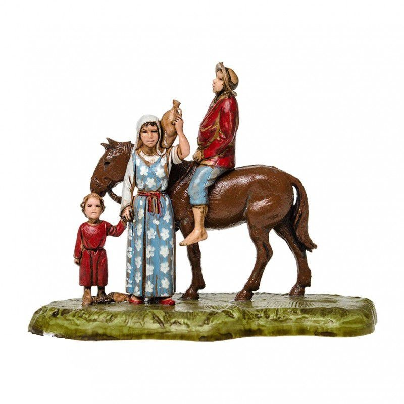 Uomo a cavallo con famiglia